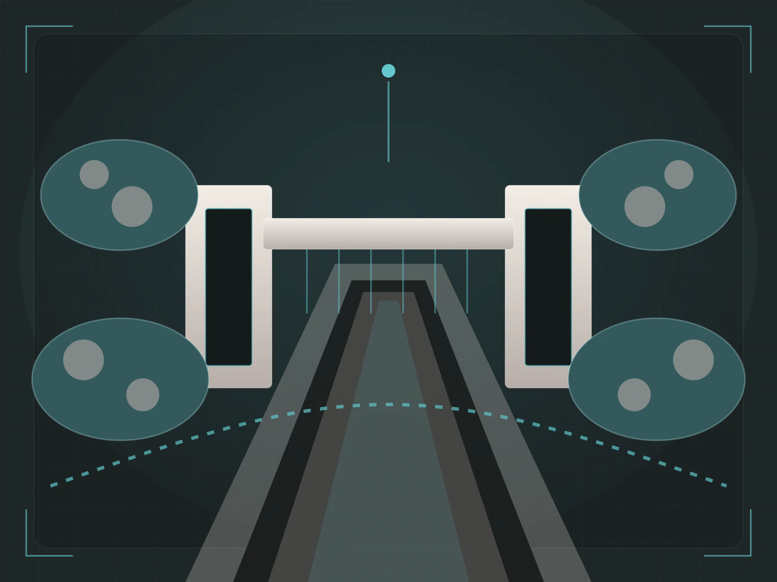 Editorial illustration of a landscaped residential entry and connected pedestrian path